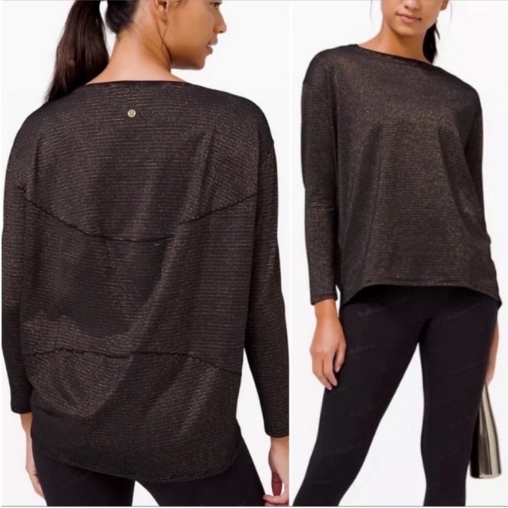 New Lululemon Back In Action Long Sleeve Sparkle Shirt Size 6 Limited Edition